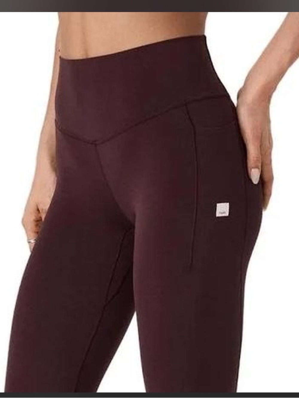 Vuori High-Waist Pocket Leggings in Deep Burgundy